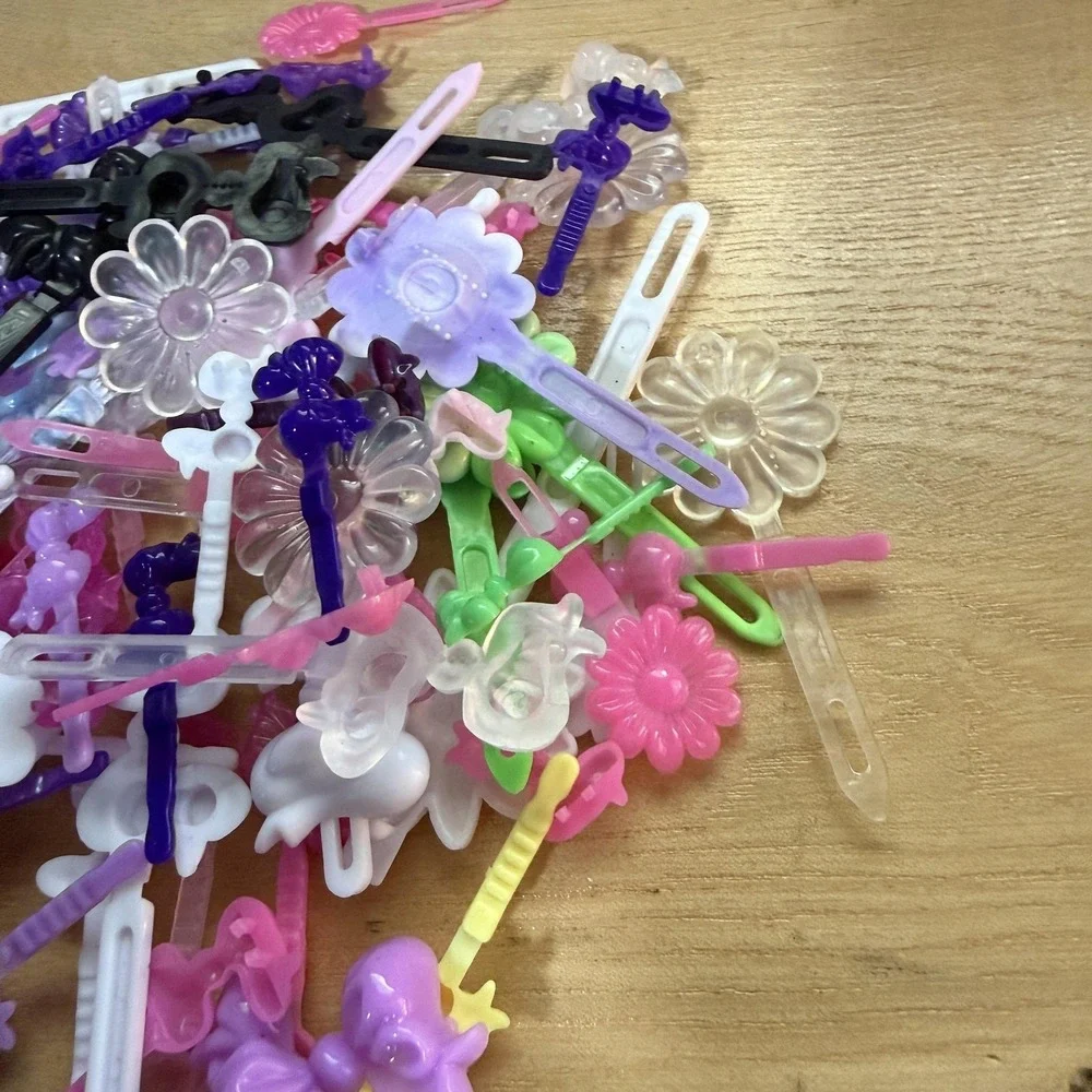 Plastic Hair Clips Barrettes Vintage 80's 90's Flowers Bows Lot of ~100